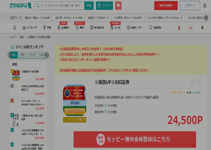 moppy申请开设SBI证券账户